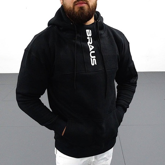 BRAUS Black Unisex Track Hoodie - Picture 1 of 9